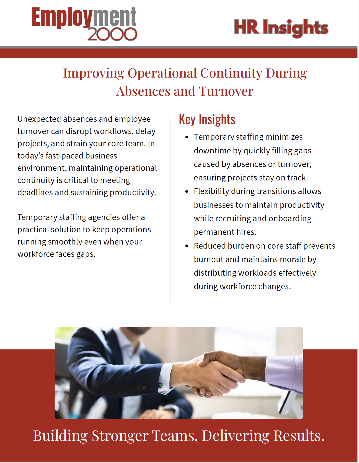 Absences and Turnover HR Insights Employment 2000