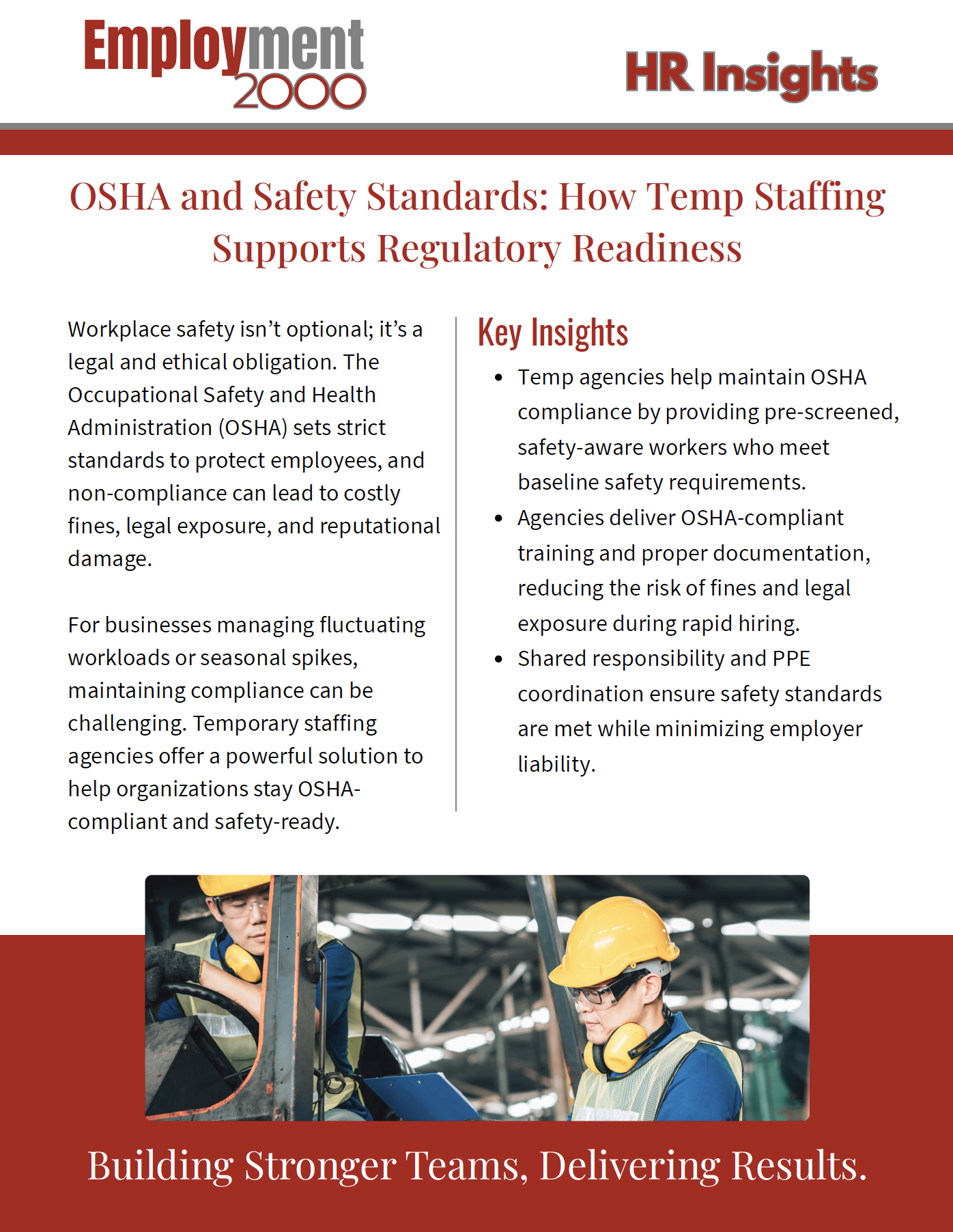 OSHA and Safety Standards HR Insights Employment 2000