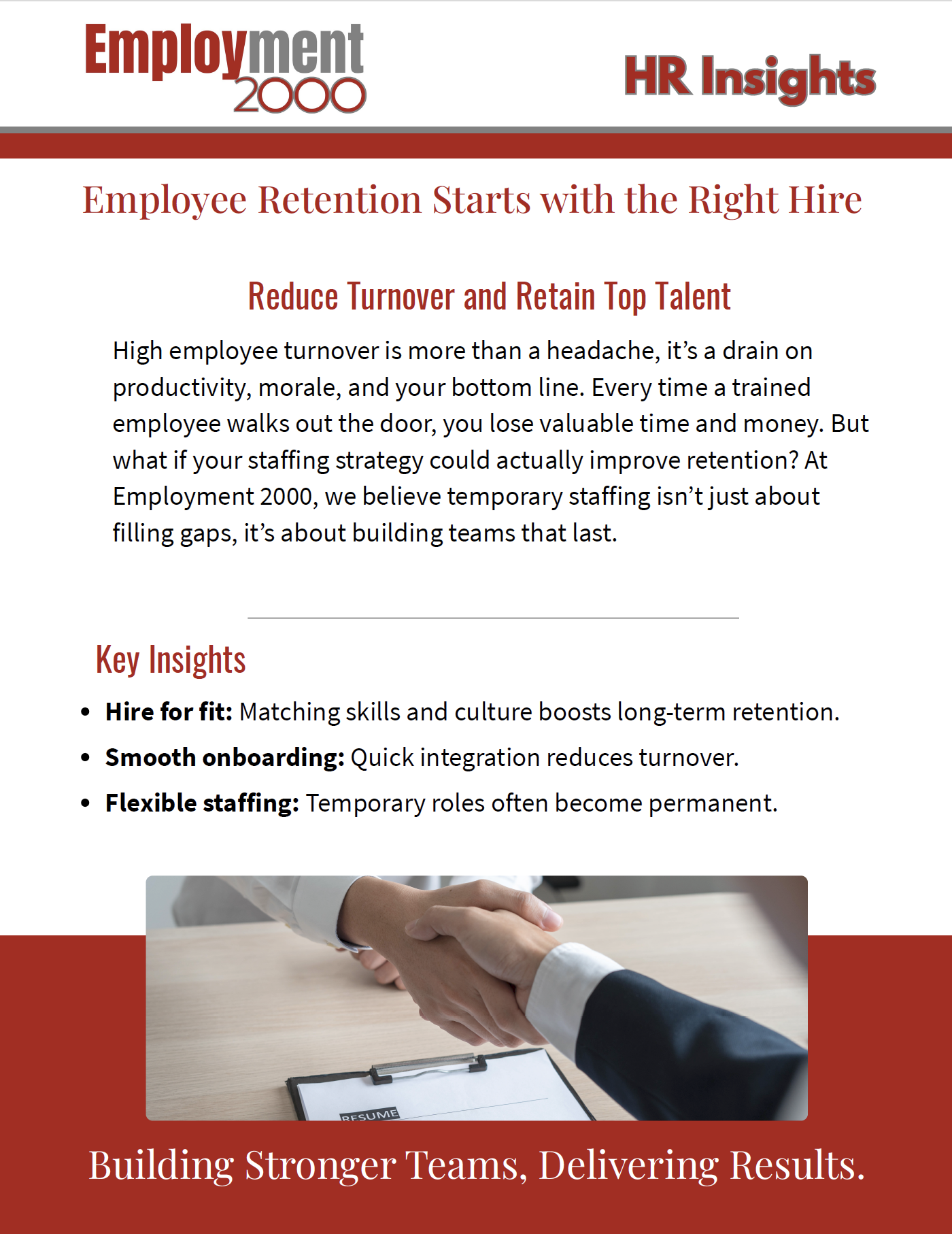 Retention Starts with the Right Hire HR Insights Employment 2000